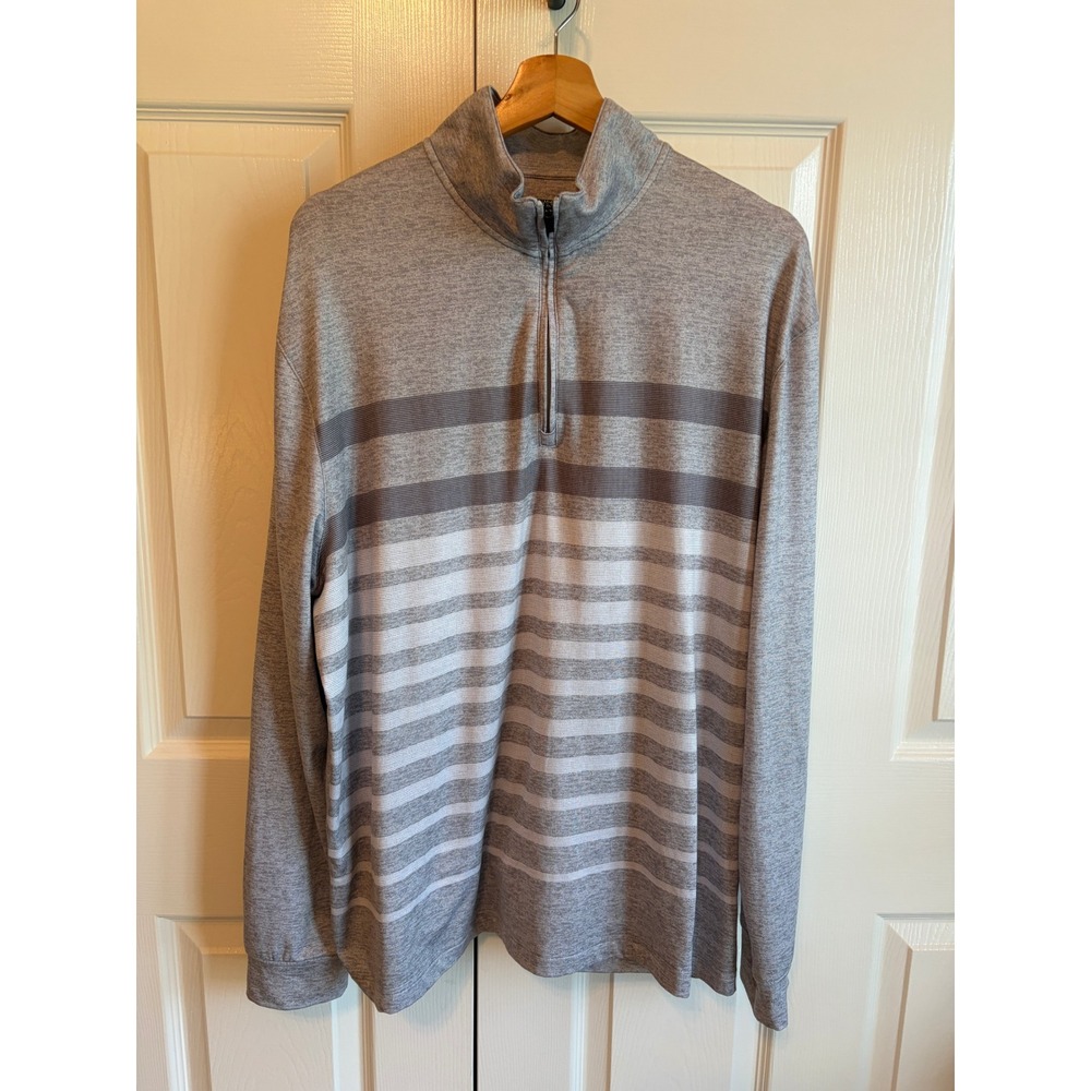 PGA Tour Mens Motionflux 360 Quarter Zip Golf Pullover Gray Striped Large